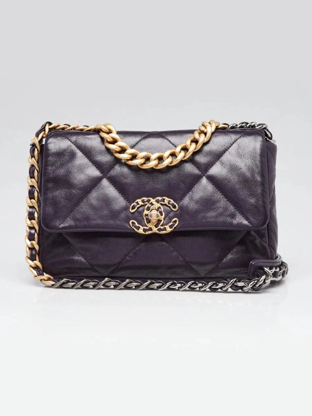 Chanel Purple Quilted Lambskin Leather Chanel 19 Small Flap Bag